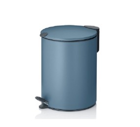 KELA Kozmetický kôš kovový dymovo modrý Tiché zatváranie, výška 23cm, priemer 17cm, obsah 3 litre
