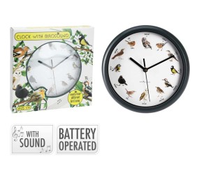 Nástenné hodiny so zvukom vtákov 25 cm
