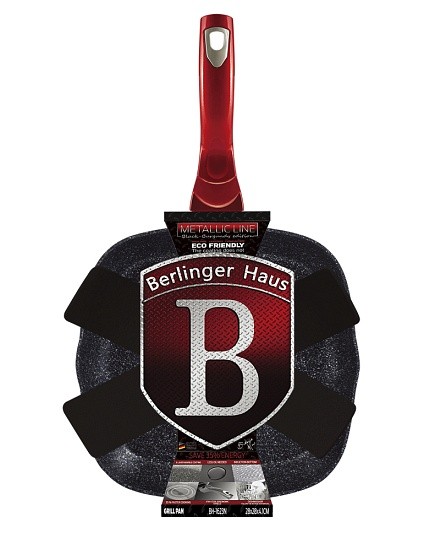 BERLINGERHAUS Panvica grilovacia s mramorovým povrchom 28 cm Black Burgundy Metallic Line