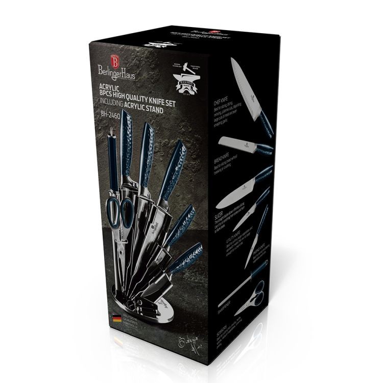 BERLINGERHAUS Súprava nožov v stojane 8 ks Aquamarine Metallic Line BlackSmith