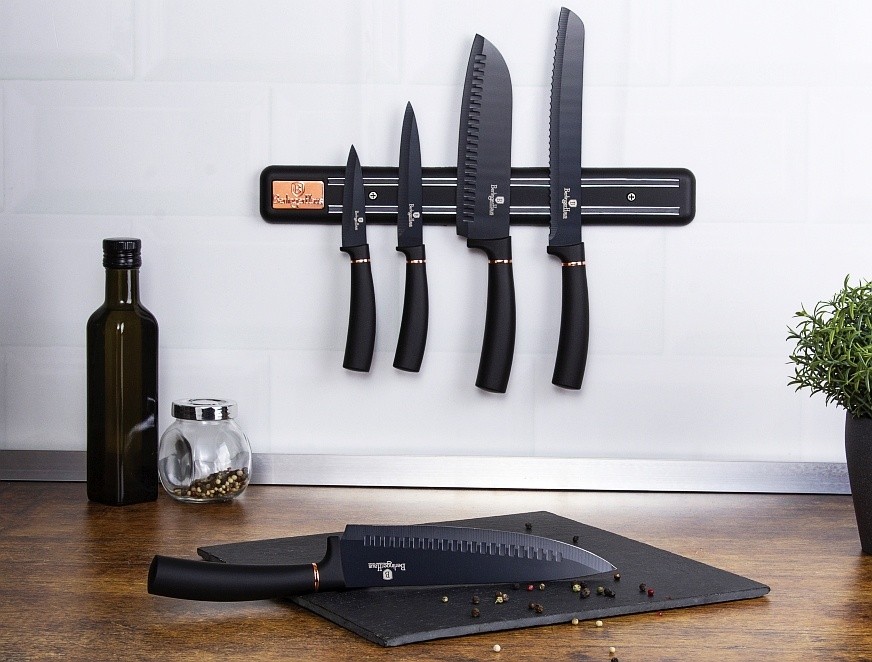 BERLINGERHAUS Sada nožov s magnetickým držiakom 6 ks Black Rose Collection