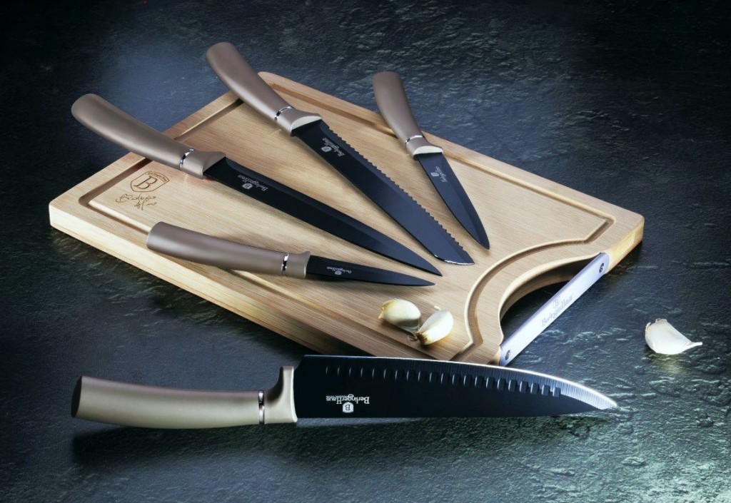 BERLINGERHAUS Sada nožov s nepriľnavým povrchom + lopárik 6 ks Carbon Line