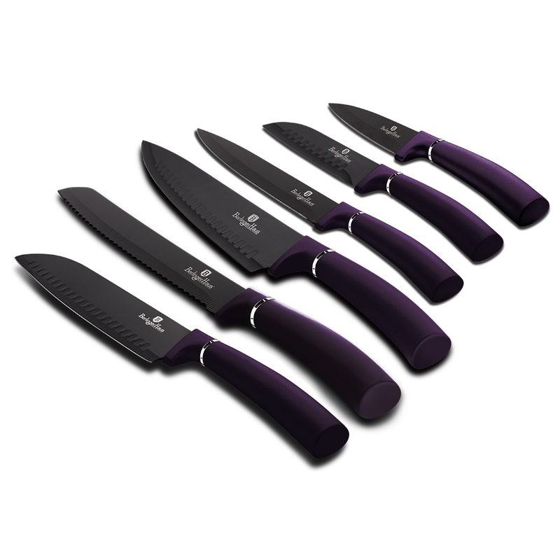 Sada nožov s nepriľnavým povrchom 6 ks Purple Metallic Line