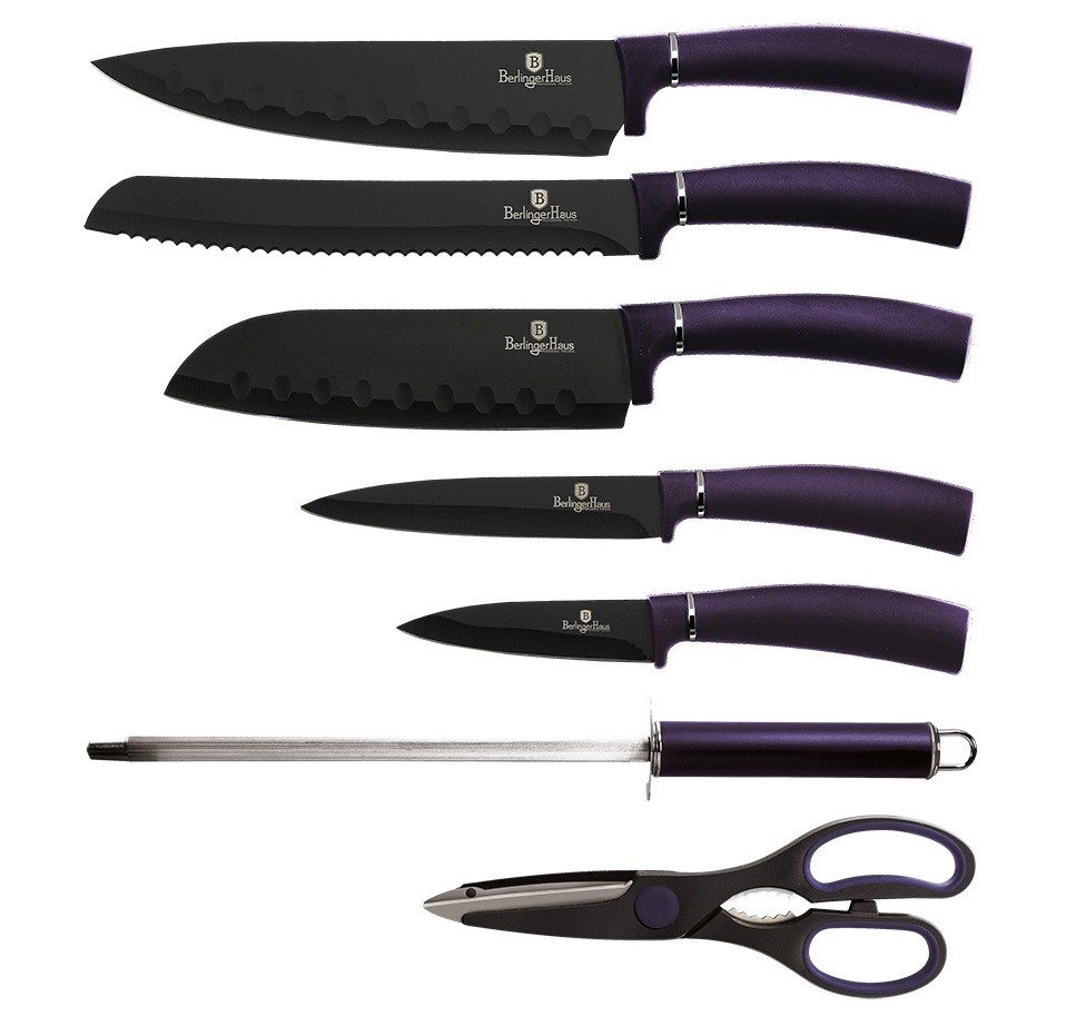 Sada nožov v stojane 8 ks Purple Metallic Line