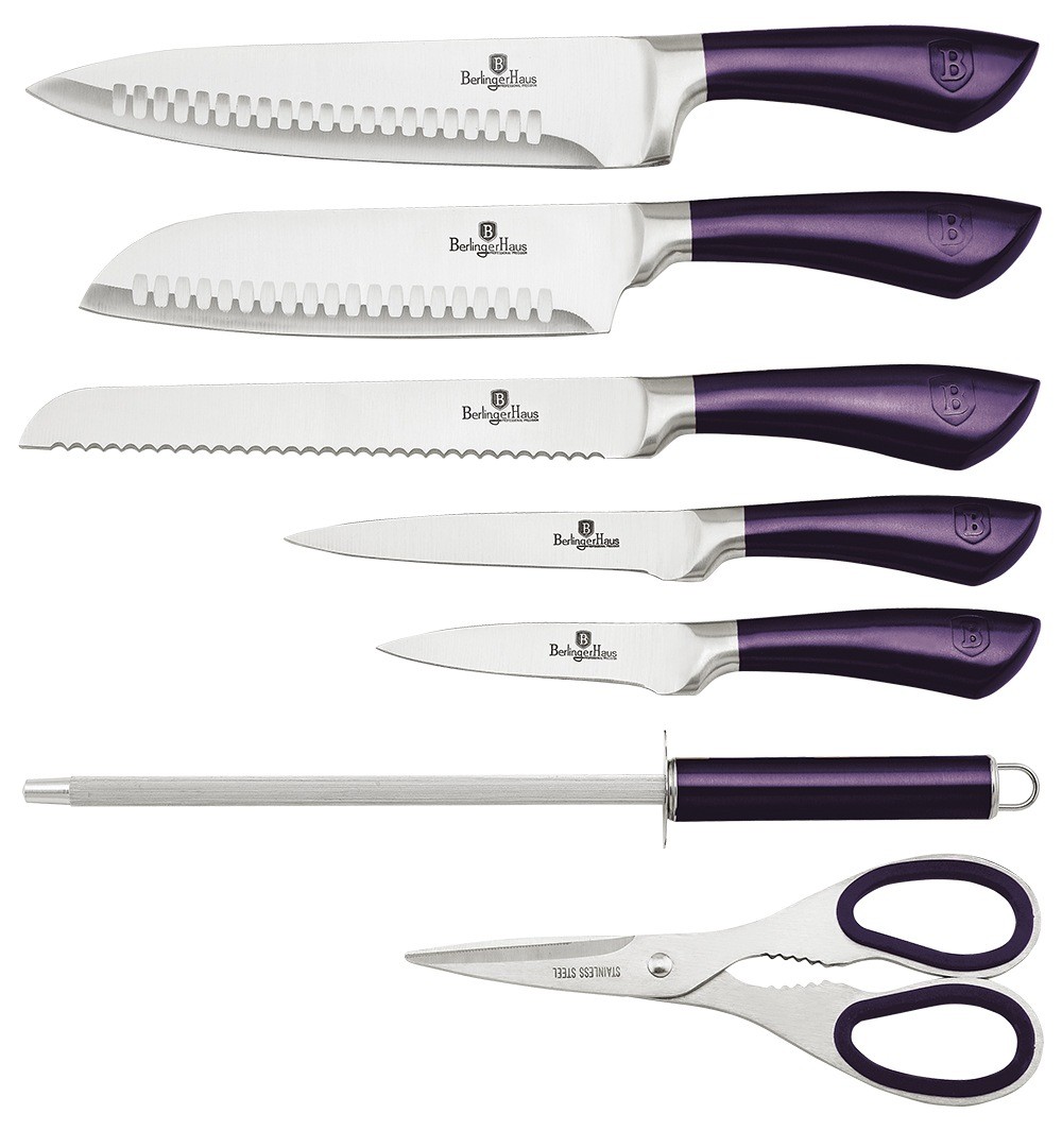 BERLINGERHAUS Sada nožov v stojane nerez 8 ks Purple Metallic Line