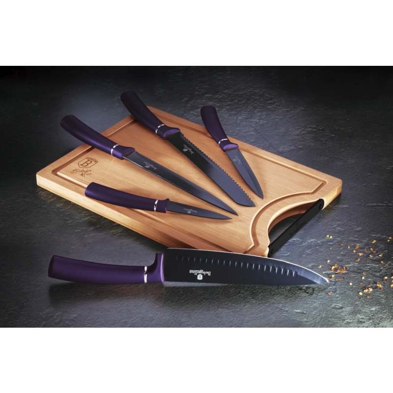 BERLINGERHAUS Sada nožov s nepriľnavým povrchom + lopárik 6 ks Purple Metallic Line
