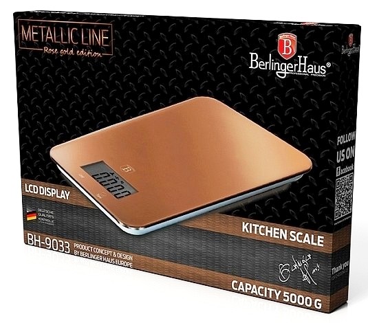 BERLINGERHAUS Váha kuchynská digitálne 5 kg Rosegold Metallic Line