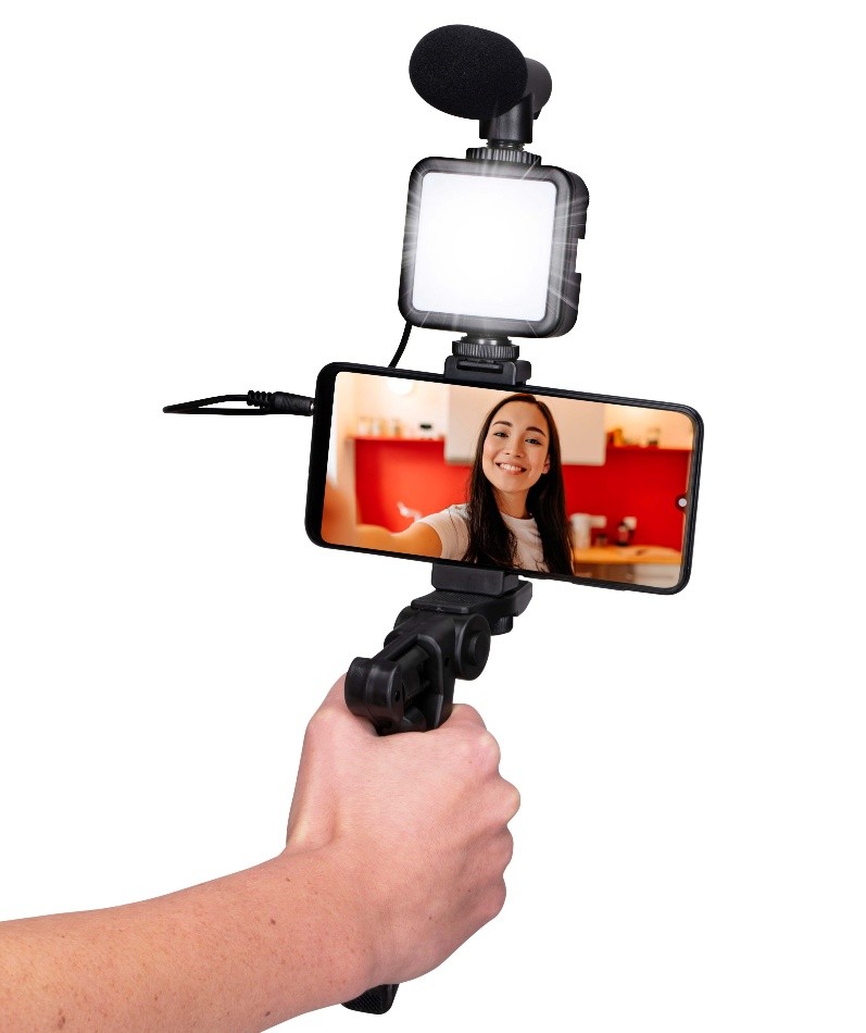 Selfie štúdio s osvetlením a tripod