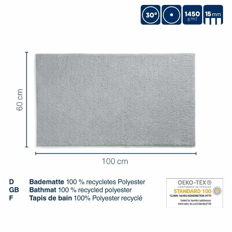 Kúpeľňová predložka Maja 100x60 cm polyester rockovo sivá