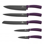 Sada nožov v magnetickom stojane 6 ks Purple Metallic Line