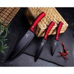 Sada nožov a kuchynského náčinia v stojane 12 ks Burgundy Metallic Line
