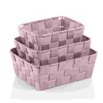 KELA Sada košíkov Alvaro plast strieborno-ružová 3 kusy