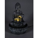 Fontána izbová s LED osvetlením 29 cm Budha šedá