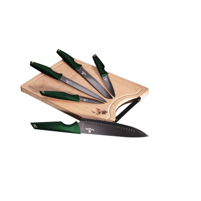 BERLINGERHAUS Sada nožov + doska 6 ks Emerald Collection