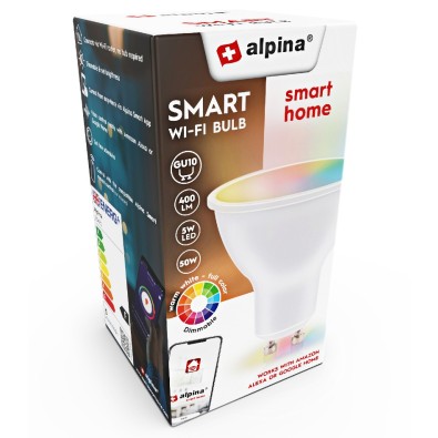 ALPINA Chytrá žiarovka LED RGB WIFI biela + farebná GU10