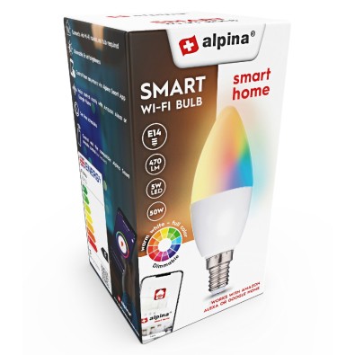 ALPINA Chytrá žiarovka LED RGB WIFI biela + farebná E14