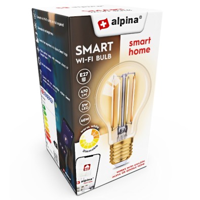 ALPINA Chytrá žiarovka LED WIFI biela stmievateľná E27 470LM