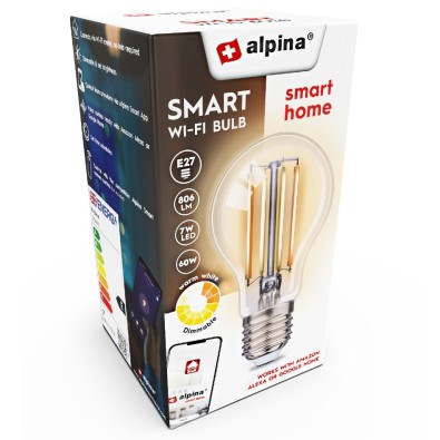 ALPINA Chytrá žiarovka LED WIFI biela stmievateľná E27 806LM