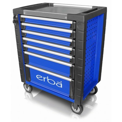 ERBA Dielenský vozík 7 uzamykateľných zásuviek, bez náradia modrá/čierna