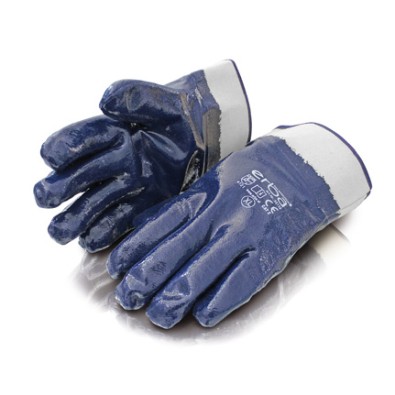 Pracovné rukavice XL bavlnené potiahnuté nitrilom, modré
