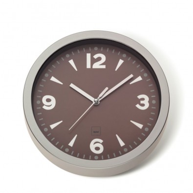 KELA Nástenné hodiny STOCKHOLM plastik, hnedá H 4cm / Ř 20cm