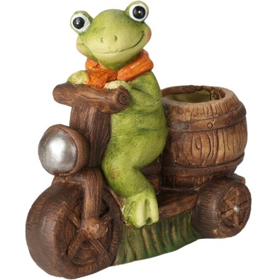 Kvetináč keramický žaba na motocykli