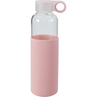 Fľaša na nápoje sklenená s obalom 550 ml ružová