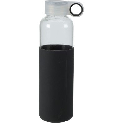 Fľaša na nápoje sklenená s obalom 550 ml čierna