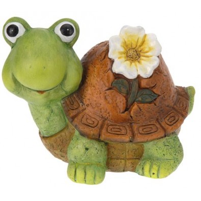 Záhradná dekorácia korytnačka s kvetinou, veľká
