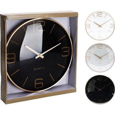 Nástenné hodiny so zlatými číslicami 30 cm čierna
