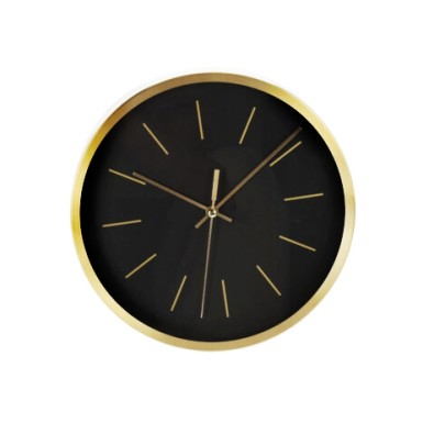 Nástenné hodiny so zlatým rámom 25 cm čierna