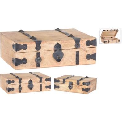 Úložná krabica drevená súprava 2 ks