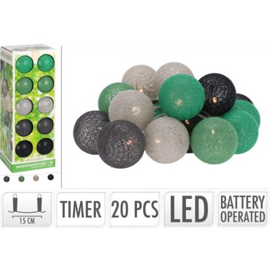 Svetelná reťaz LED 20 ks zelená / šedá