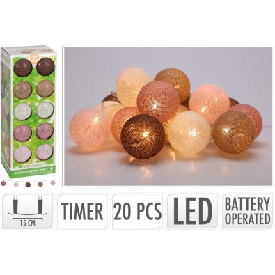 Svetelná reťaz LED 20 ks hnedá / ružová