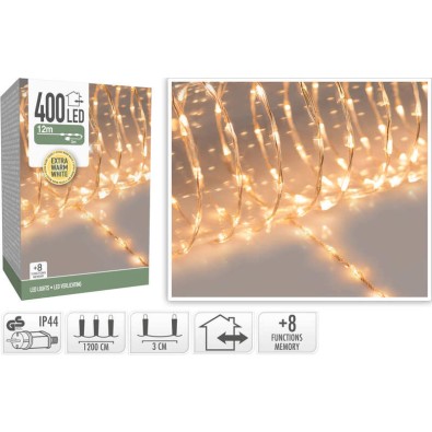 Vianočná svetelná reťaz teplá biela 400 LED / 12 m