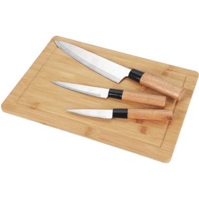 Sada kuchynských nožov s doskou 4 ks bambus