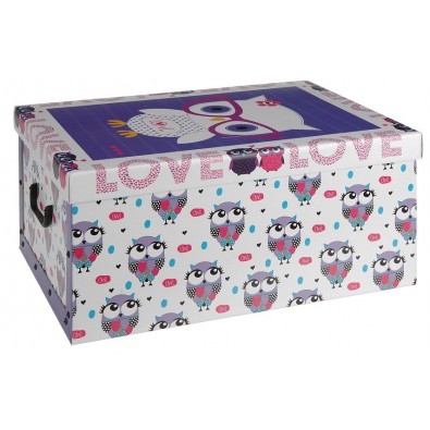 EXCELLENT Úložný box dekoratívne sovy fialový