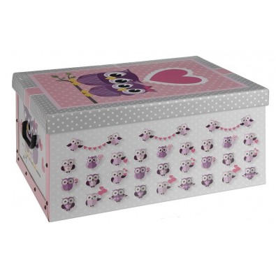 EXCELLENT Úložný box dekoratívne sovy ružový