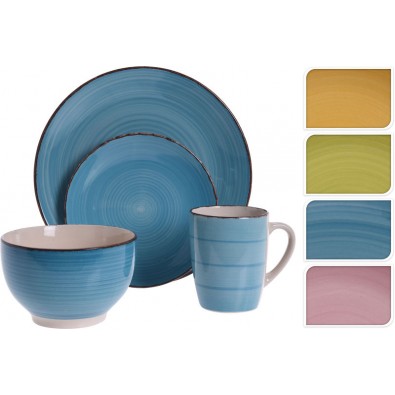 EXCELLENT Jedálenská sada tanierov keramika 16 ks modrá