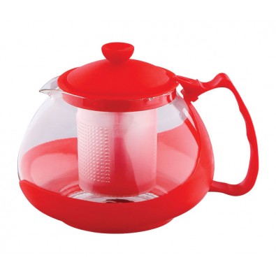 RENBERG Kanvica na čaj sklo plast 750 ml červená