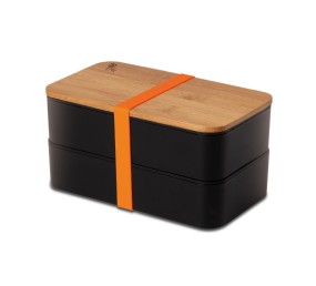 Box na obed s bambusovým vekom dvojposchodový