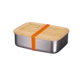 Box na obed s bambusovým vekom, nerezová oceľ