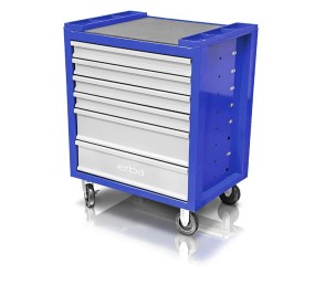 ERBA Dielenský vozík 6 uzamykateľných zásuviek, bez náradia, modrá/sivá
