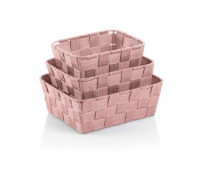 KELA Sada košíkov Alvaro plast strieborno-ružová 3 kusy