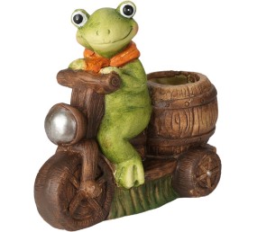 Kvetináč keramický žaba na motocykli