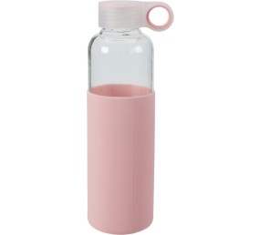 Fľaša na nápoje sklenená s obalom 550 ml ružová