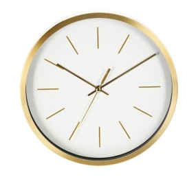Nástenné hodiny so zlatým rámom 25 cm biela