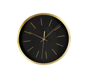 Nástenné hodiny so zlatým rámom 25 cm čierna