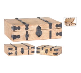 Úložná krabica drevená súprava 2 ks