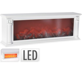 Elektrický krb s LED plameňmi 63 x 22 cm biela